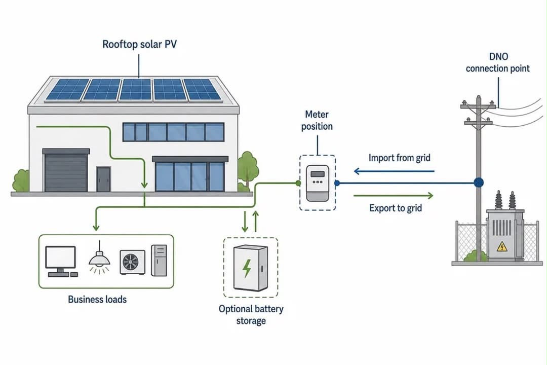 Rooftop solar photovoltaic system with grid connection diagram